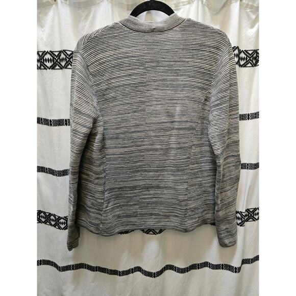 Eileen Fisher gray heather ribbed knit cotton blend open cardigan medium - Picture 8 of 12